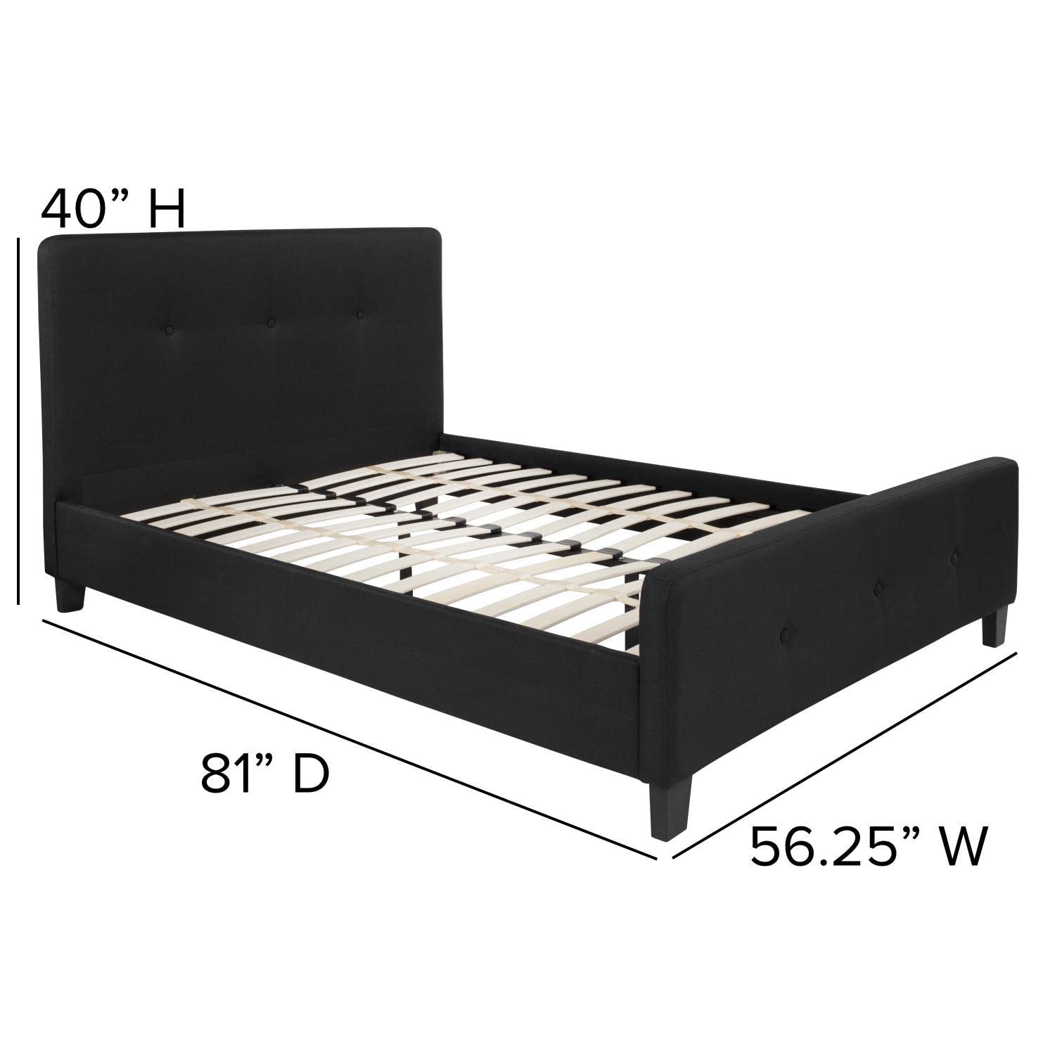Flash Furniture Tribeca Full Size Tufted Upholstered Platform Bed In Black Fabric With 10 Inch Certipur-Us Certified Pocket Spring Mattress