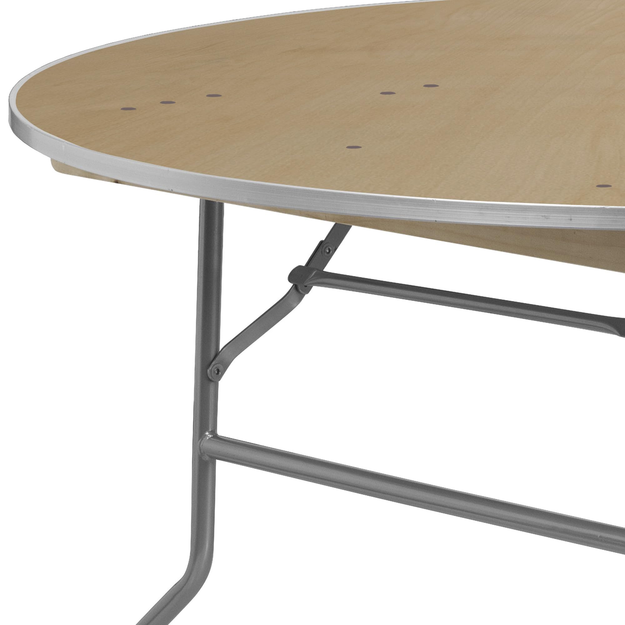 Flash Furniture Fielder 5-Foot Round HEAVY DUTY Birchwood Folding Banquet Table with METAL Edges, Natural