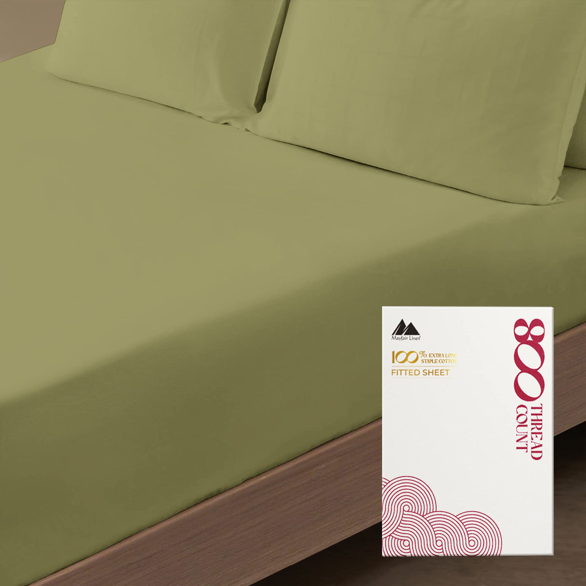 Mayfair Linen Luxury 100% Egyptian Cotton Full Fitted Sheet Only - Premium 800 Tc Hotel Quality Deep Pocket Cotton Fitted Sheet,