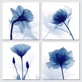 Pyradecor Blue Flickering Flower Modern Abstract Paintings Canvas Wall Art Gallery Wrapped Grace Floral Pictures on Canvas Print
