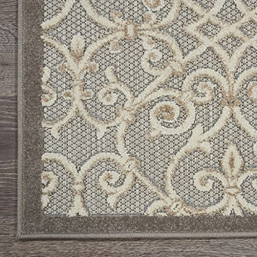HomeRoots 100% Polypropylene 8’ x 11’ Natural and Gray Indoor Outdoor Area Rug