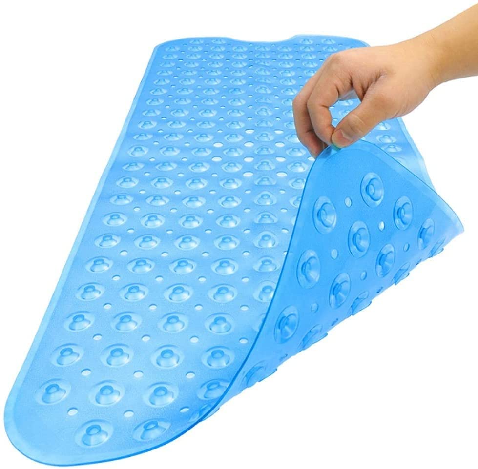 HomeRoots PVC Clear Blue Oval Non Slip Bath Mat