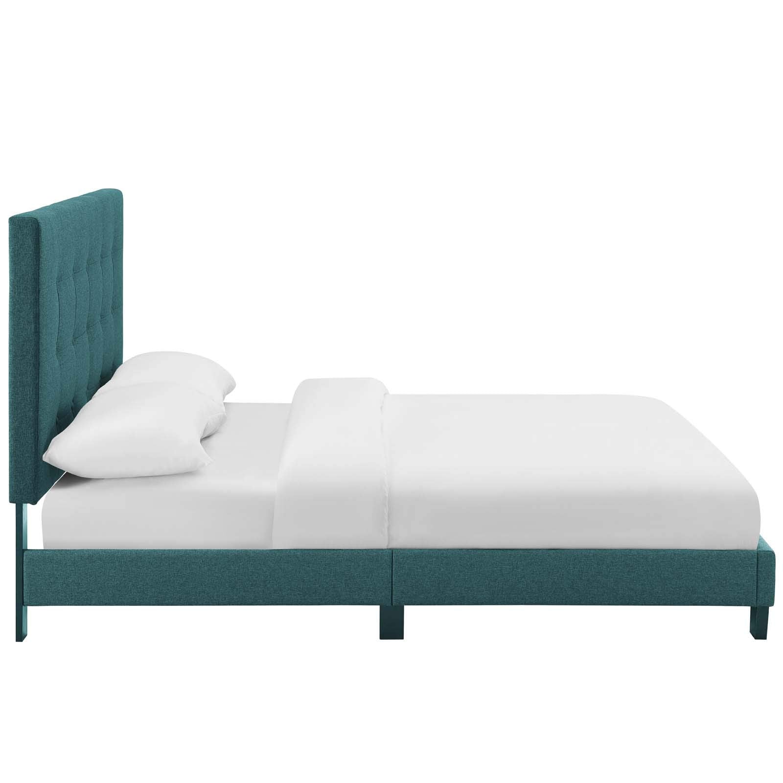 Modway Melanie Tufted Fabric Upholstered Twin Platform Bed in Teal