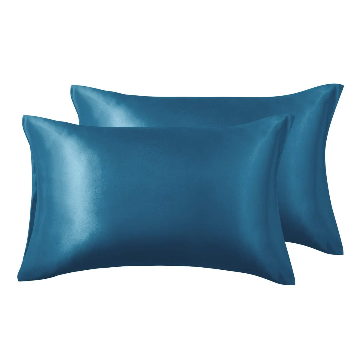 Love'S Cabin Silk Satin Pillowcase For Hair And Skin (Teal Blue, 20X26 Inches) Slip Pillow Cases Standard Size Set Of 2 - Satin