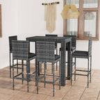 vidaXL Patio Bar Set with Cushions 7 Piece Garden Outdoor Bar Sets Dinner Bistro Dining Table Chair Stool Pub Furniture Seating Poly Rattan