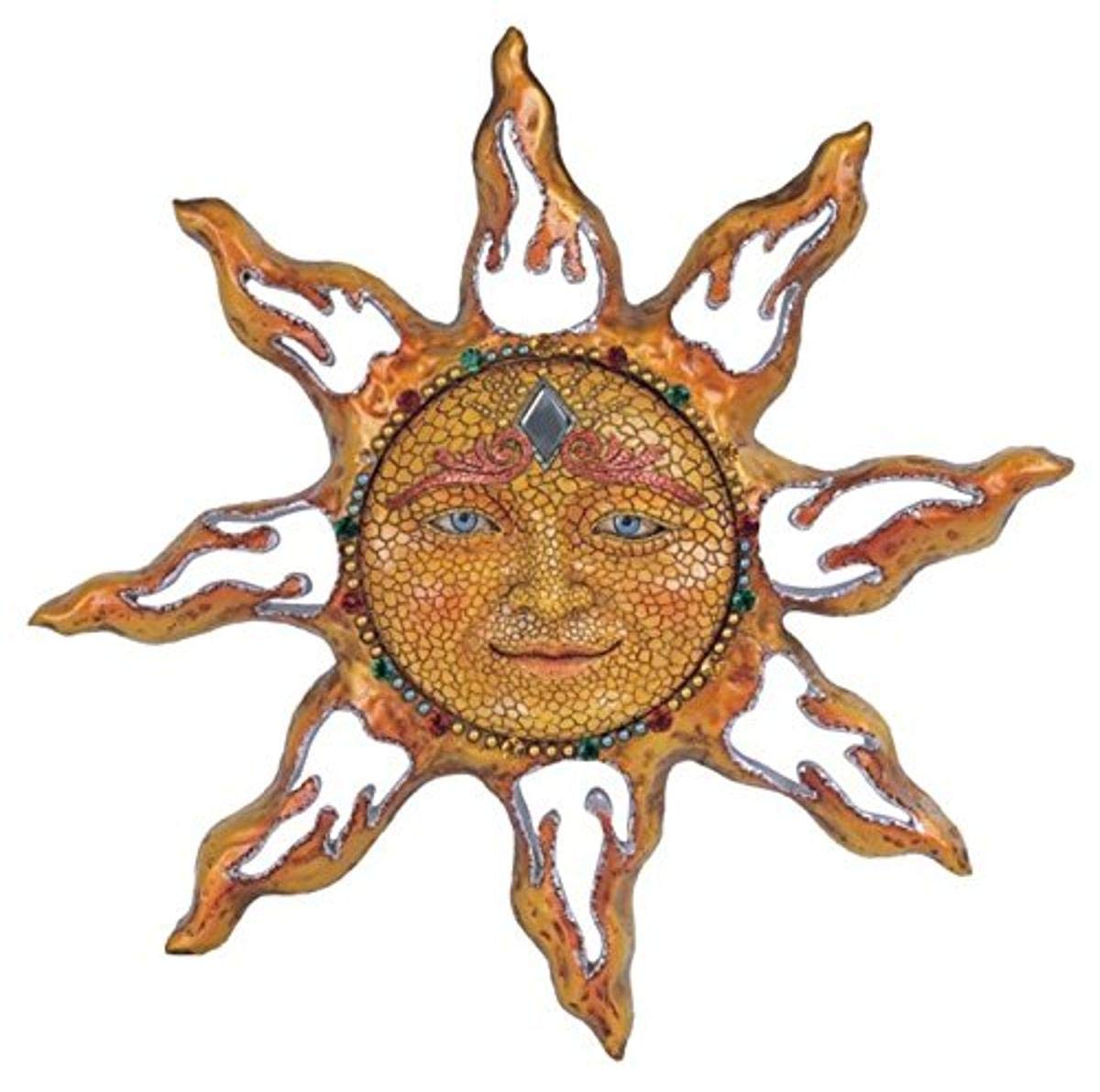 George S. Chen Imports SS-G-63047 Polyresin Yellow Mosaic Face Sun Wall Plaque Decoration, 11