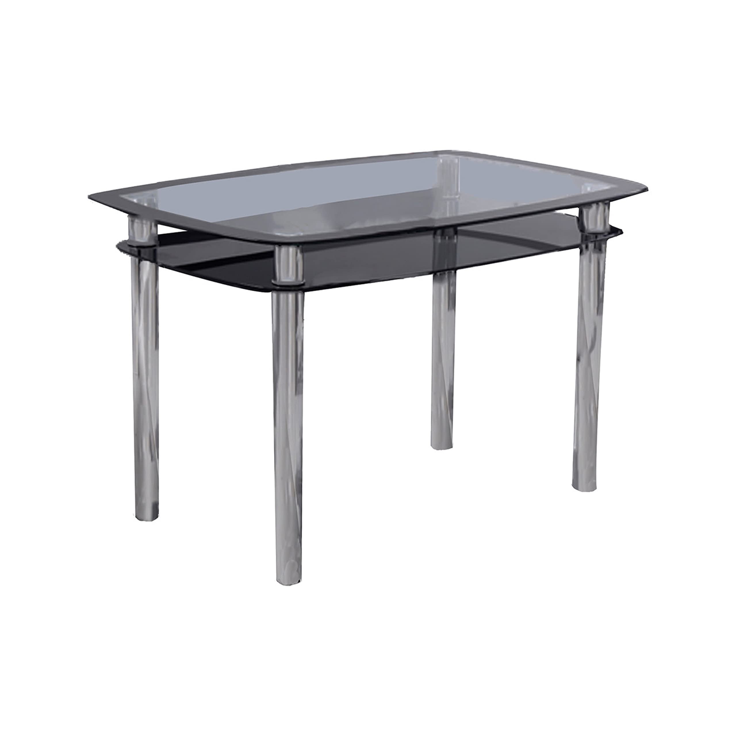 Best Master Furniture T06T Bailee Contemporary Glass & Stainless Steel Dining Table in Chrome, Silver