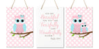 LifeSong Milestones You are Fearfully and Wonderfully Made Psalm 139:14 3pc Owl Wall Decor Decorations Signs for Kids, Bedroom, 