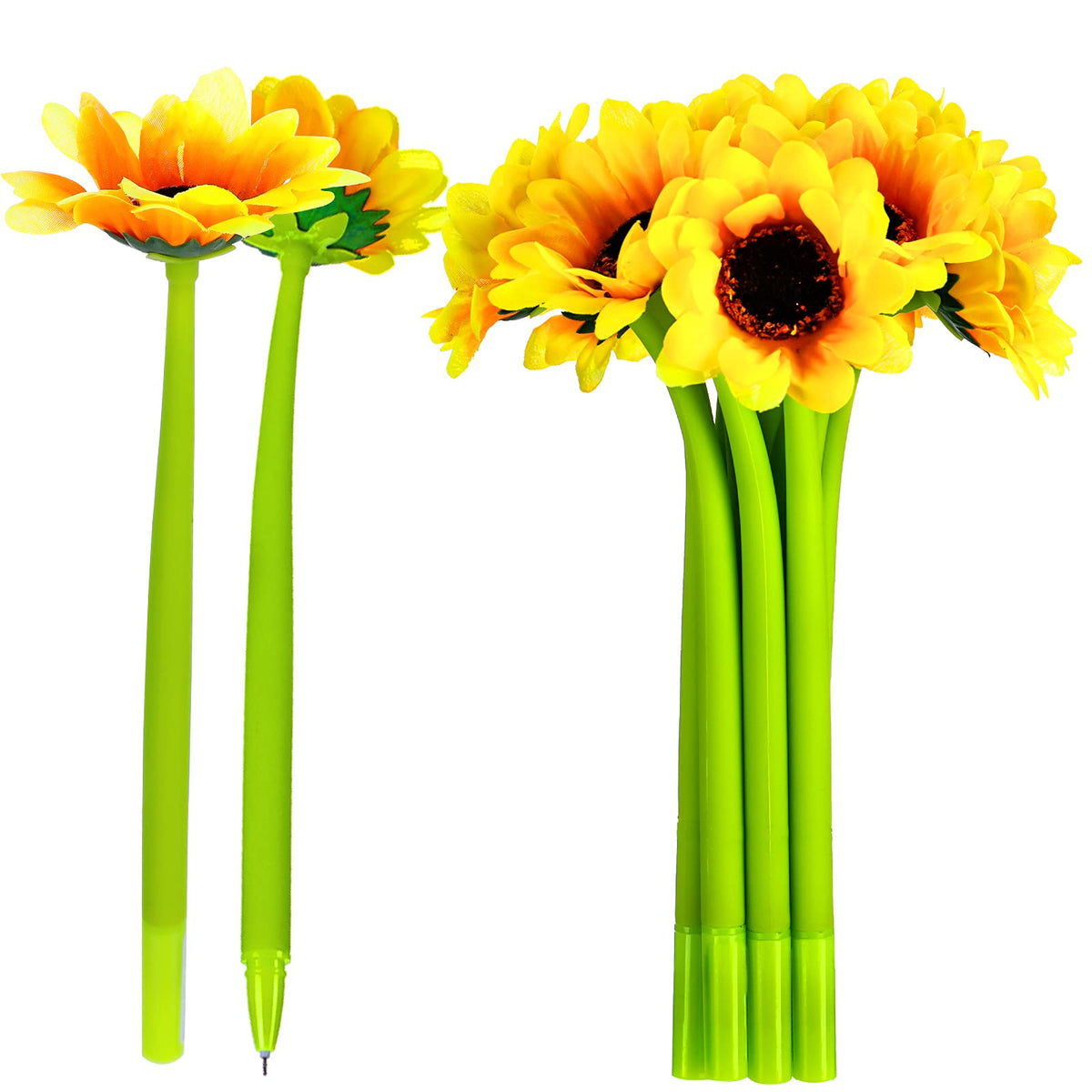 Sunflower Pens Faux Flowers Ballpoint Pens Creative Sunflower Gel Ink Pen 0.5 Mm Flower Writing Pen For School Office Home,Teach