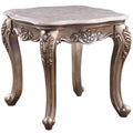 Acme Ciddrenar Marble Top End Table with Queen Anne Legs in Gray and White