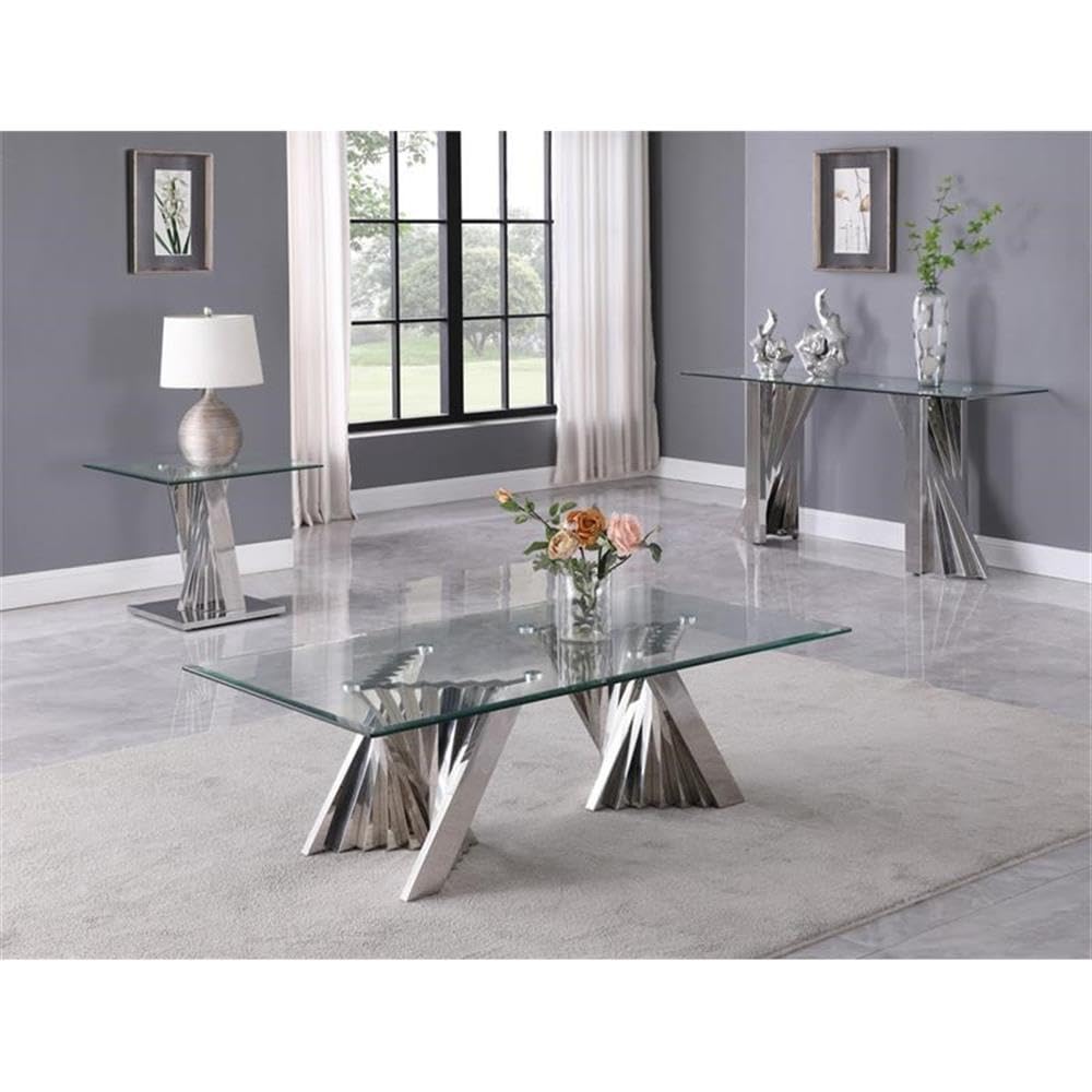 Best Quality Furniture CT02 end Table, Silver