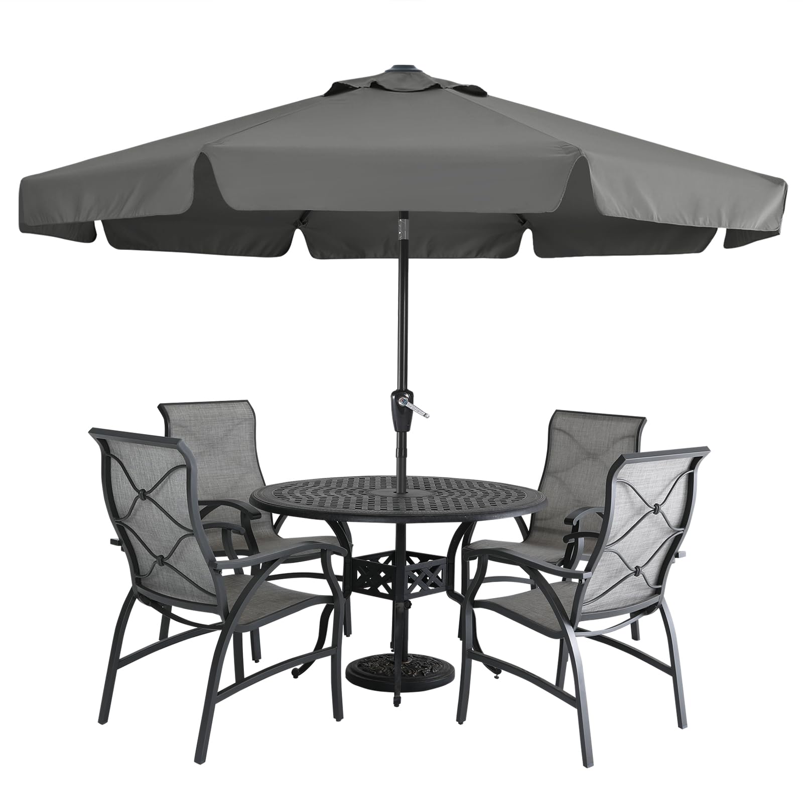 Mastercanopy Valance Patio Umbrella For Outdoor Table Market -8 Ribs (10Ft, Dark Gray)