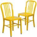 Flash Furniture Gael Commercial Grade 2 Pack Yellow Metal Indoor-Outdoor Chair