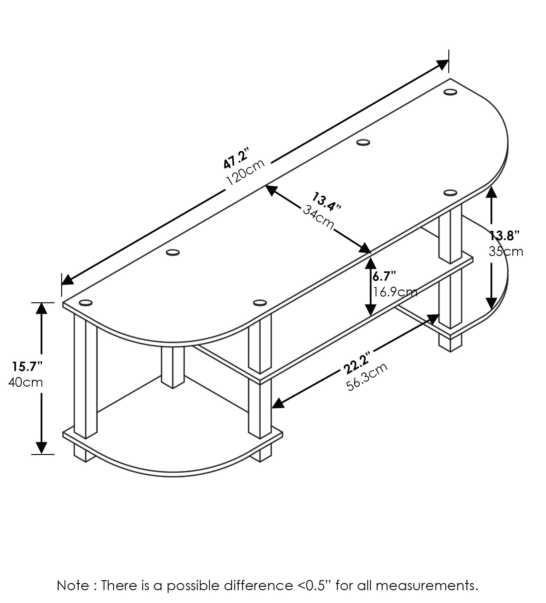 Furinno Turn-S-Tube Wide TV Entertainment Center, Dark Walnut
