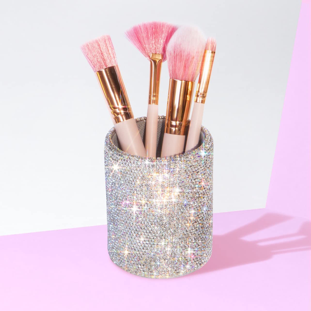 Tishaa Bling Cup Holder Organizer - Pen Pencil Office Desk Table Decorative Supplies Rhinestone Crystal Glitter Home Bedroom Van