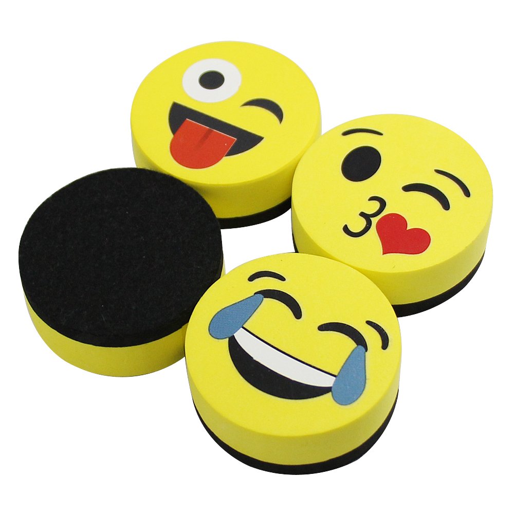 Viz-Pro Magnetic Smiley Face Circular Whiteboard Eraser / 4 Pack Of 2' Dry Erase Erasers