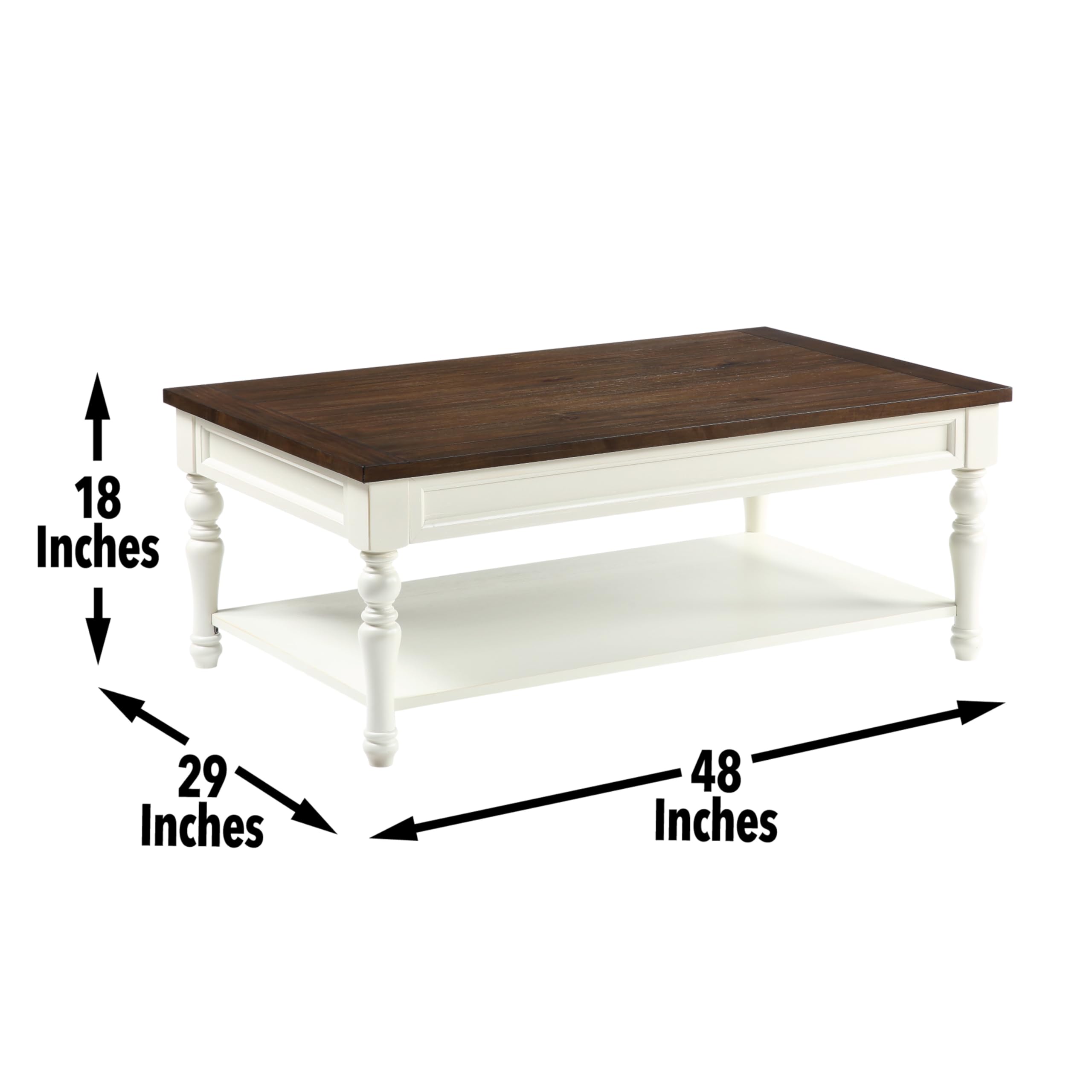 Steve Silver Joanna Coffee Cocktail Table, ivory and mocha finish
