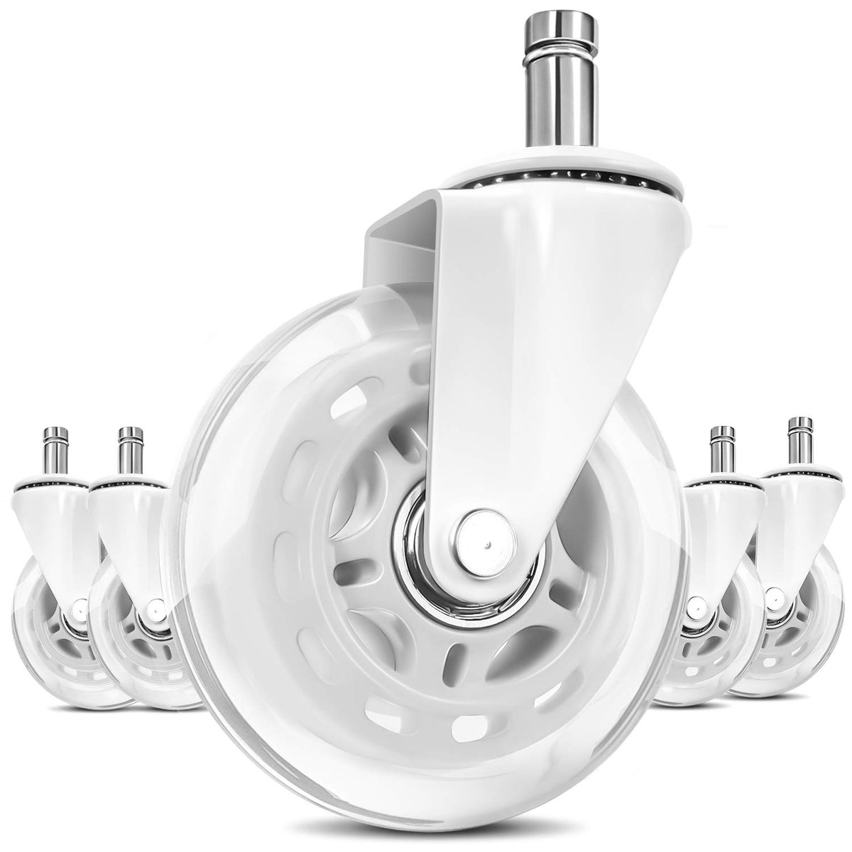 Office Chair Wheels Replacement 3 Inch Rubber Desk Chair Casters Smooth Rolling Heavy Duty Casters Safe for All Floors Including