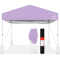 Best Choice Products 12x12ft Pop Up Canopy Tent, Outdoor Shade, 1 Person 1 Minute Set Up, Carry Case, 4 Weight Bags - Lilac/Whit
