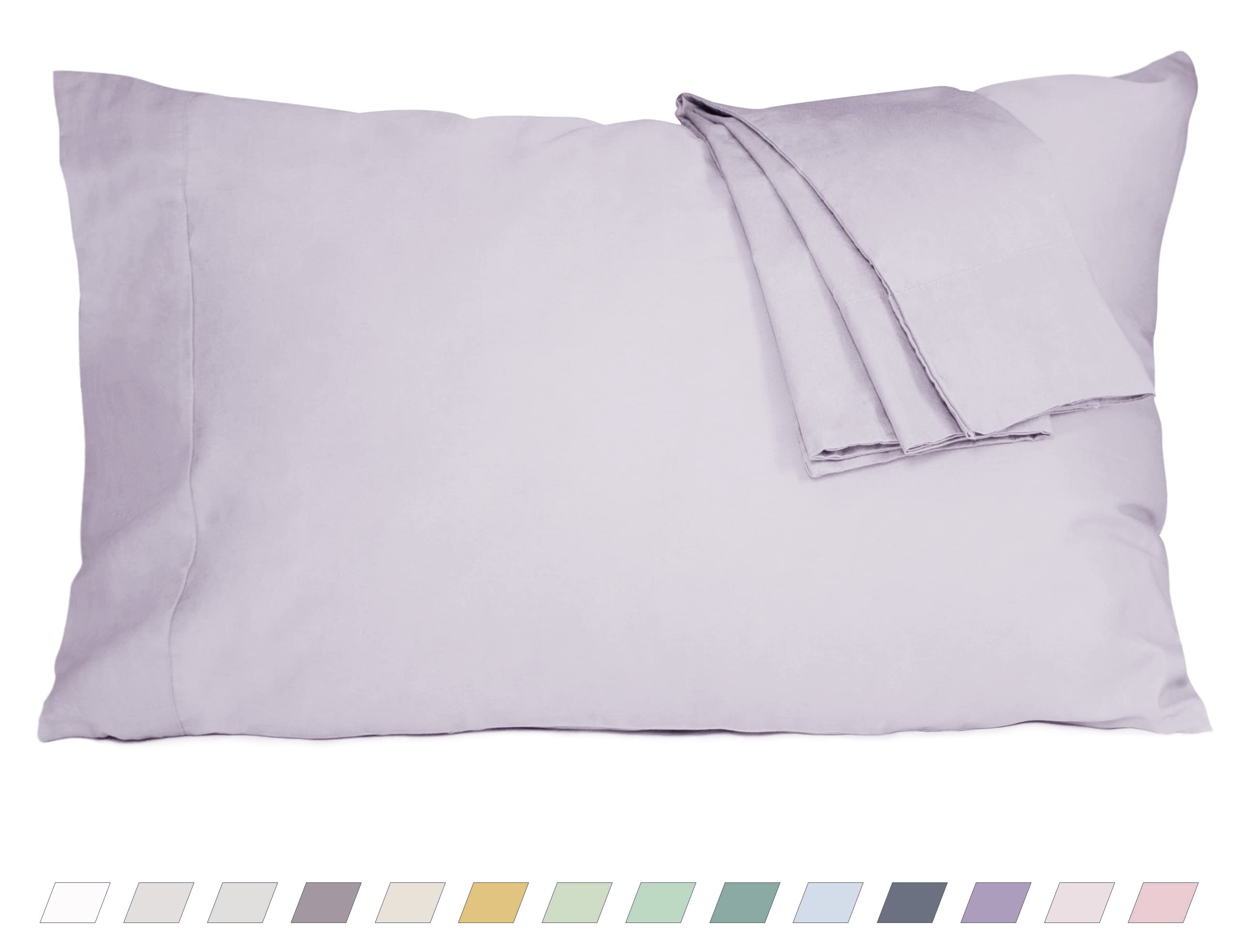 Cotton Pillow Cases Standard Size, 20 By 30 Inches Queen Pillowcases, Light Purple Pillow Cases Set Of 2, Pillow Cases Queen Cot