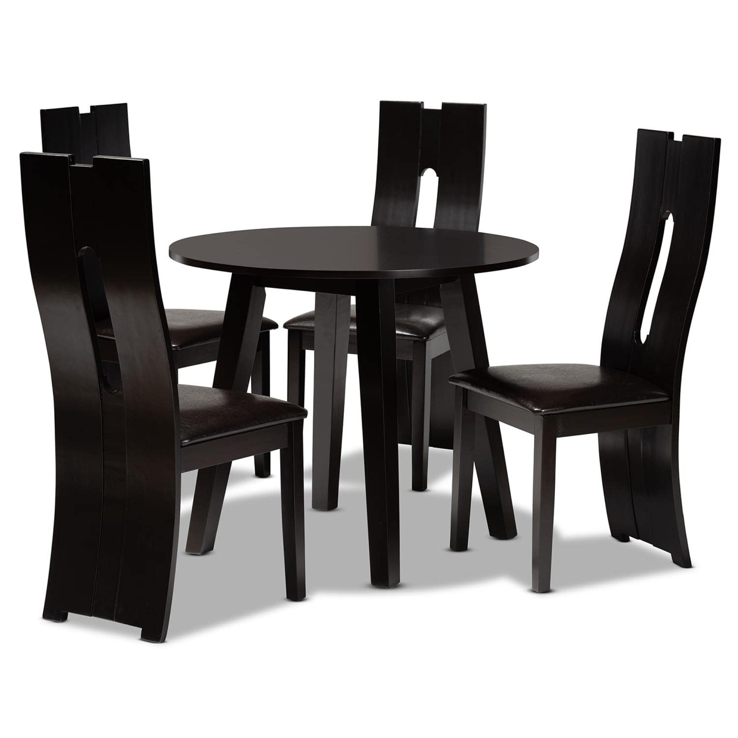 Baxton Studio Torin Dark Brown Faux Leather Wood 5-Piece Dining Set