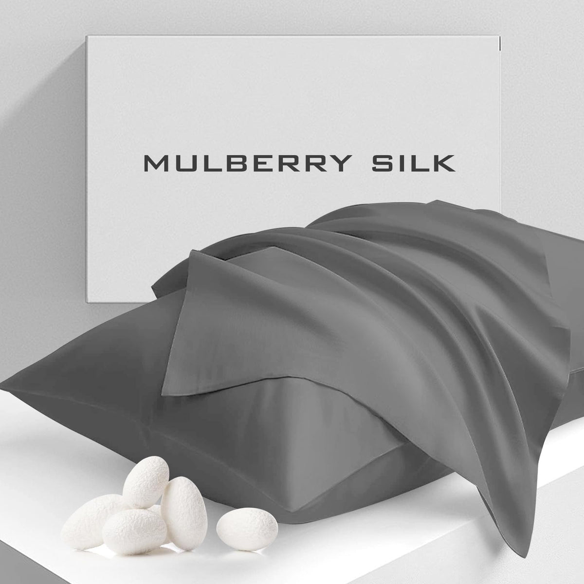 Cobnom Pure Mulberry Silk Pillowcases Set Of 2, Standard Size Silk Pillow Cases - Grade-6A 19 Momme Soft Smooth Cooling With Zip