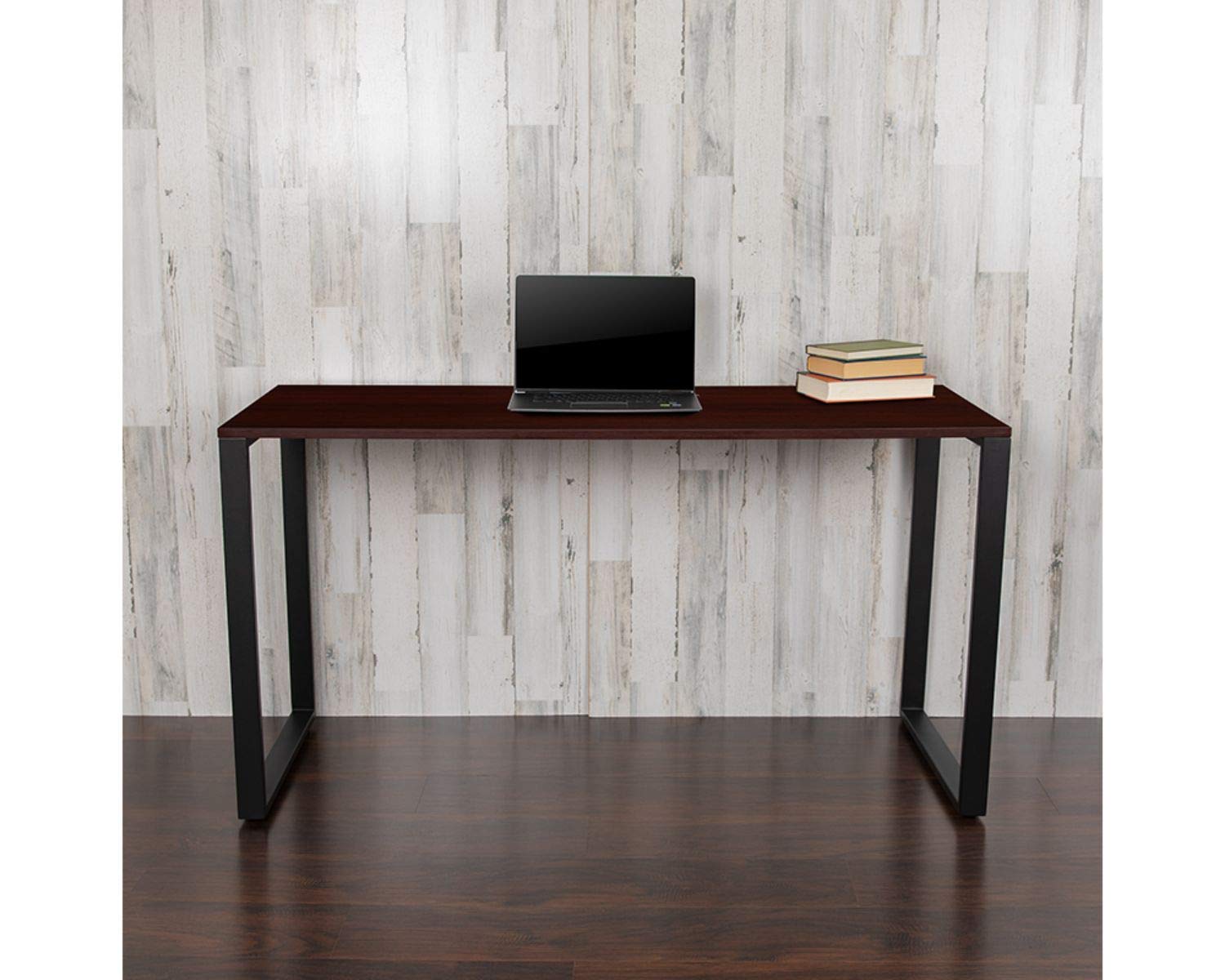 Flash Furniture Modern Commercial Grade Desk Industrial Style Computer Desk Sturdy Home Office Desk - 55&quot; Length (Mahogany)