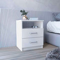 Nightstand 20&Quot; H, 2 Drawers, Open Shelf, Superior Top, White