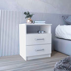 Nightstand 20&Quot; H, 2 Drawers, Open Shelf, Superior Top, White