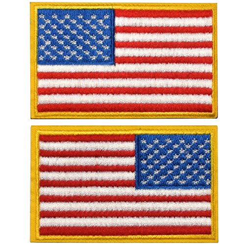 2 Pieces Tactical Us American Flag Patch, Military Usa United States Of America Uniform Emblem Patches, Multitan - Reverse Gold