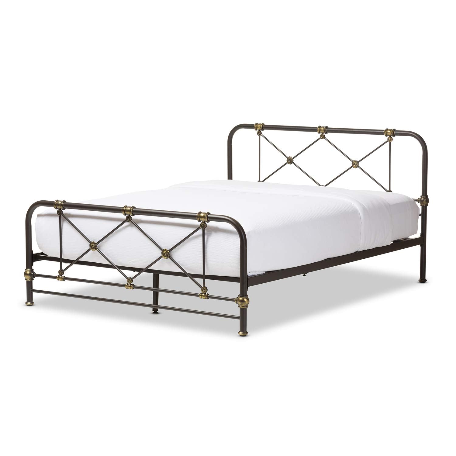 Baxton Studio Beatrice Modern and Contemporary Stippled Black Finished Metal Queen Size Platform Bed Black//Metal/Contemporary
