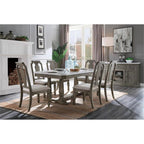 Acme Zumala Wooden Dining Table with Trestle Base in White and Weathered Oak
