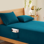Horbaunal Extra Deep Pocket Full Fitted Sheet Only - Fits Up To 24 Inch Mattress - Luxury 1800 Thread Count - Microfiber Teal Fi