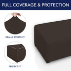 Purefit Super Stretch Soft Form Fit Ottoman Cover Rectangle - Ottoman Slipcovers For Foot Stool & Folding Storage Furniture For Living Room With Nonslip Elastic Bottom(Small, Chocolate
