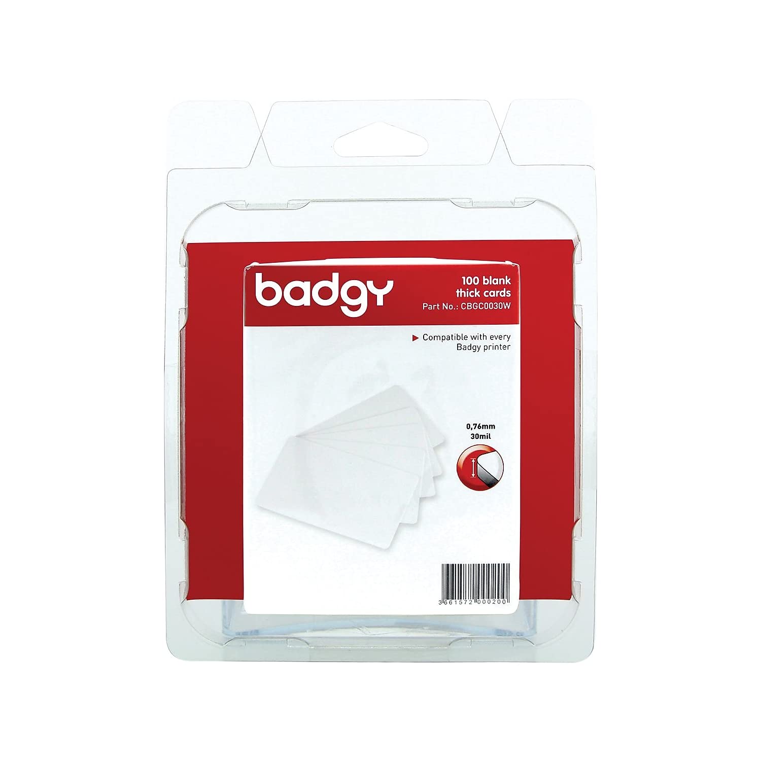Badgy 30 Mil Thick Pvc Cards - 100 Per Pack - Cbgc0030W