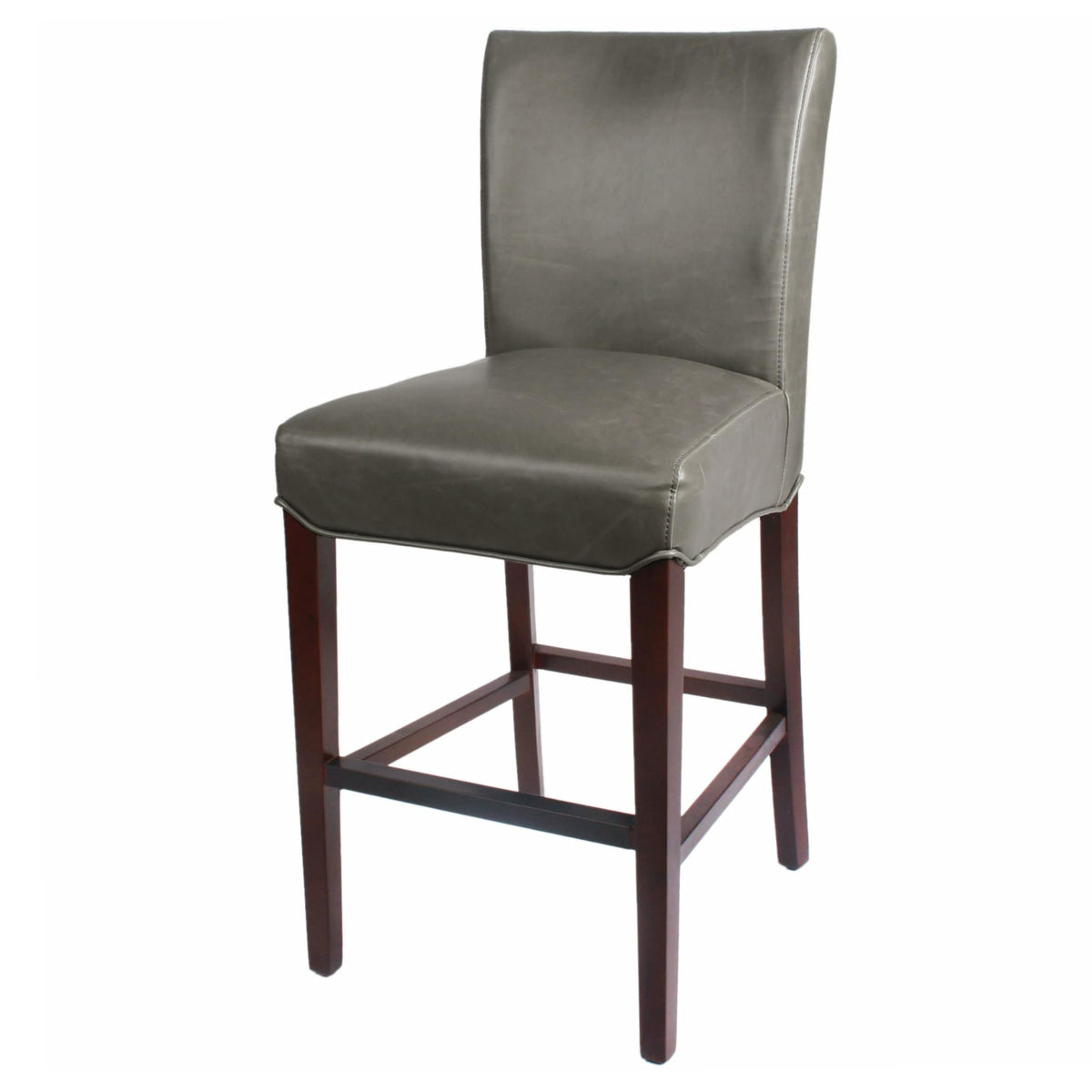 New Pacific Direct Milton Bonded Leather Counter Stool 26&quot;,Brown Legs,Vintage Gray,Fully Assembled