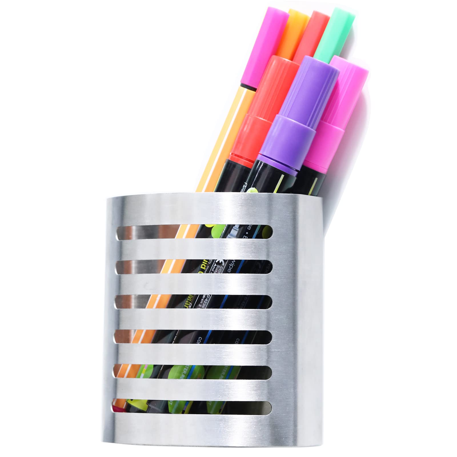 Sanpaint Magnetic Modern Pen And Pencil Holder, Metal Writing Utensil Storage Organizer For Kitchen, Locker, Home, Or Office, 3.