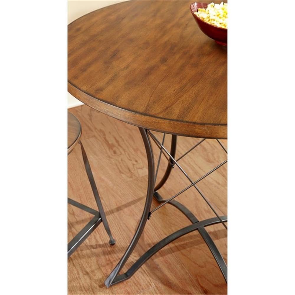 Steve Silver Co Adele 5PC Round Counter Dining Set, Includes Counter Height Table and 4 Counter Chairs, Dining Room, Kitchen, Pub, Apartment, 36" L x 36" W x 36" H, Brown