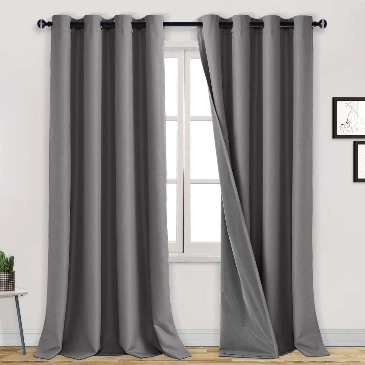 Dwcn 100% Blackout Curtains For Living Room Extra Long Thermal Insulated Light Blocking Full Room Darkening Noise Reducing Gromm