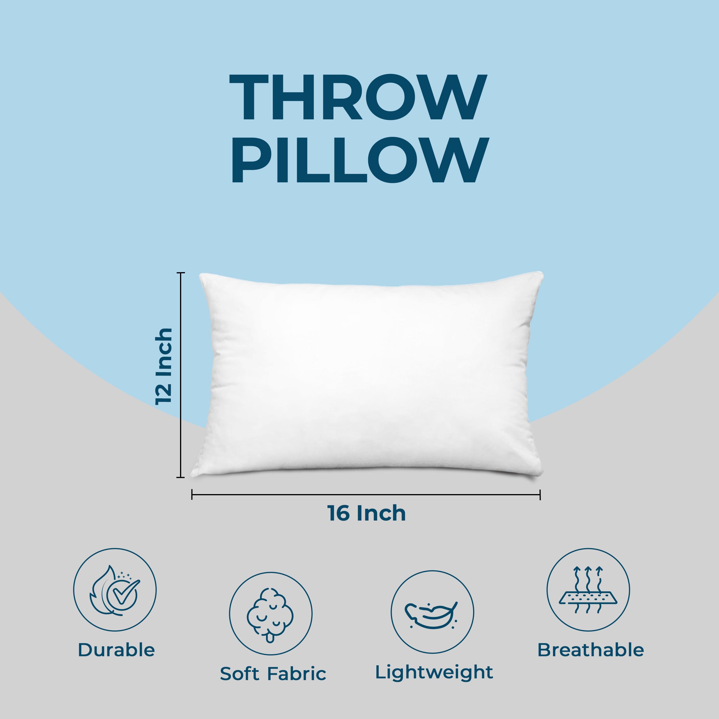 Utopia Bedding Throw Pillows (Set Of 4, White), 12 X 16 Inches Pillows For Sofa, Bed And Couch Decorative Stuffer Pillows