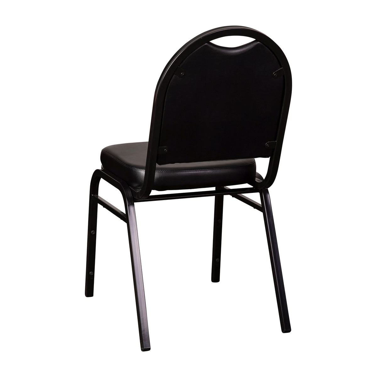 Flash Furniture HERCULES Commercial Grade 500 LB. Capacity Dome Back Stack Chair - Black Vinyl Upholstery - Black Metal Frame - Built-In Handle