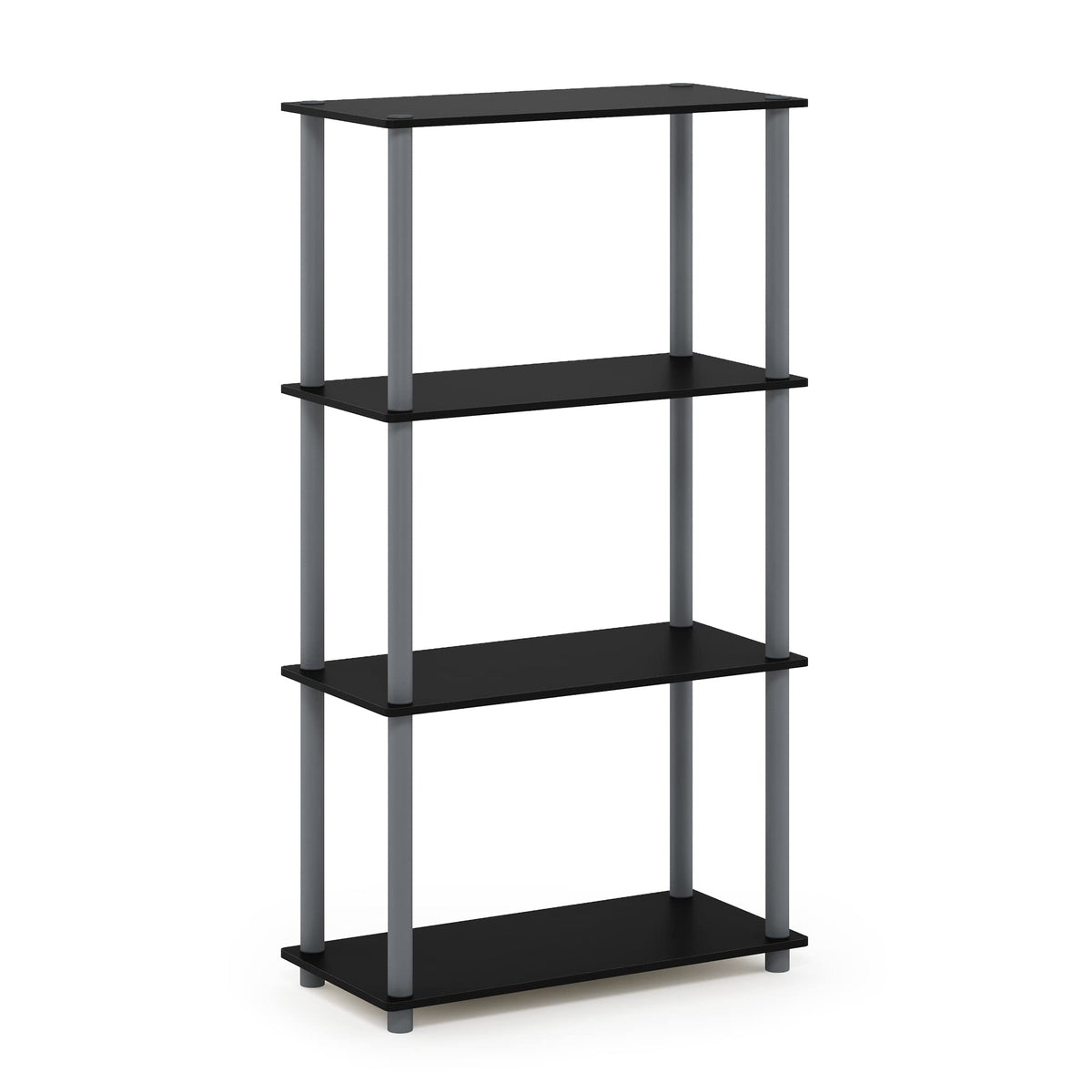 Furinno (99557BK/GY) Turn-N-Tube 4-Tier Multipurpose Shelf Display Rack - Black/Grey