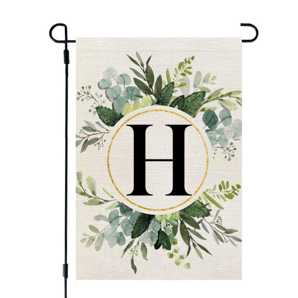 Crowned Beauty Monogram Letter H Garden Flag Floral 12X18 Inch Double Sided For Outside Small Burlap Family Last Name Initial Ya
