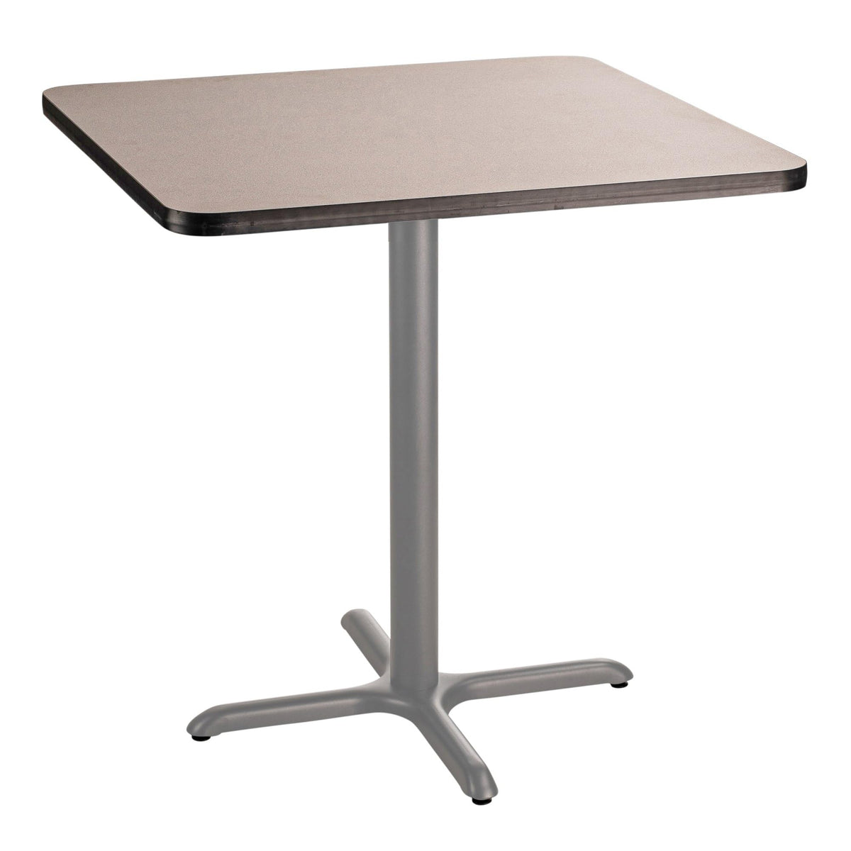 National Public Seating NPS 36&quot; Square Cafe Table with X Base, 36&quot; Height, Particleboard Core/T-Mold, Grey Nebula Top, Grey Frame