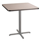 National Public Seating NPS 36" Square Cafe Table with X Base, 36" Height, Particleboard Core/T-Mold, Grey Nebula Top, Grey Frame