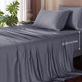 Hyprest Cal King Sheets,Rayon Derived From Bamboo,Extra Deep Pocket Sheets Fits 18'-24' Thick Mattress,Grey Silky Soft No Swea