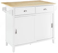 Crosley Furniture Cora Drop Leaf Kitchen Island Microwave Stand, Coffee Bar With Storage Drawers And Shelves, White