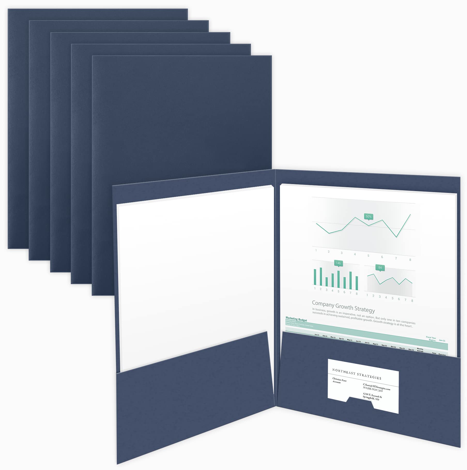 The Gallery Collection, 25 Count, Blue, Two Pocket Presentation Folders, Perfect For Sales Material, Important Documents & More