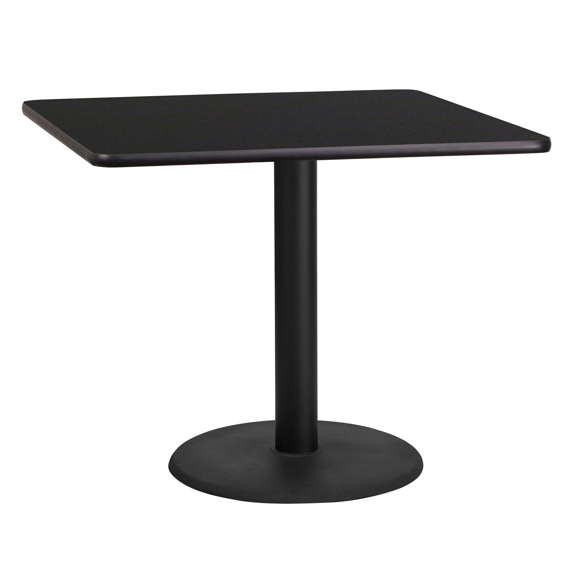 Flash Furniture Stiles 36'' Square Black Laminate Table Top With 24'' Round Table Height Base