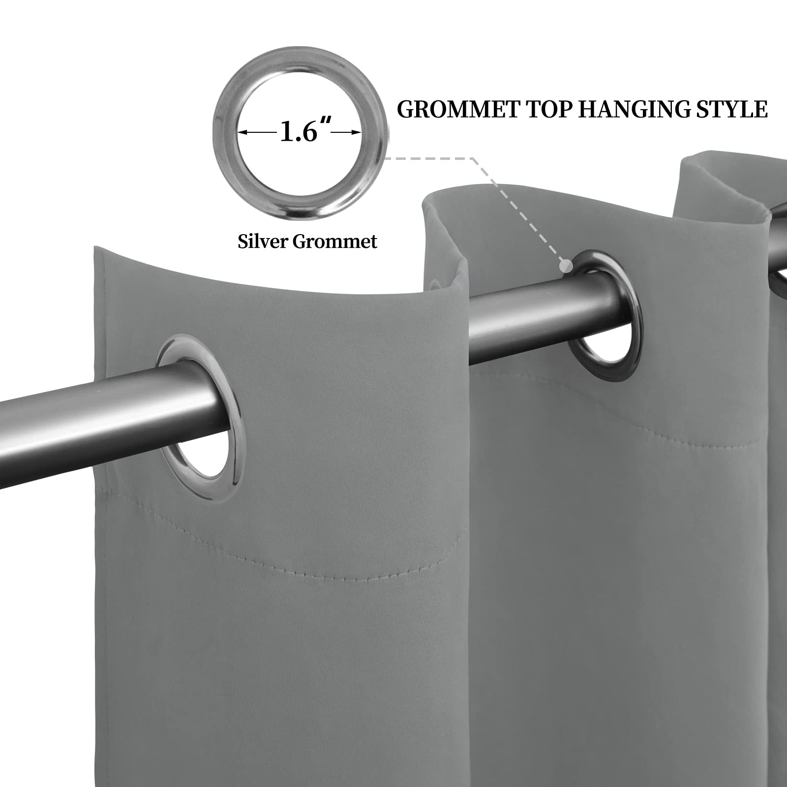 Easy-Going Blackout Curtains For Bedroom, 2 Panels Solid Thermal Insulated Grommet And Noise Reduction Window Drapes, Room Darkening Curtains For Living Room (52X96 In,Light Gray)